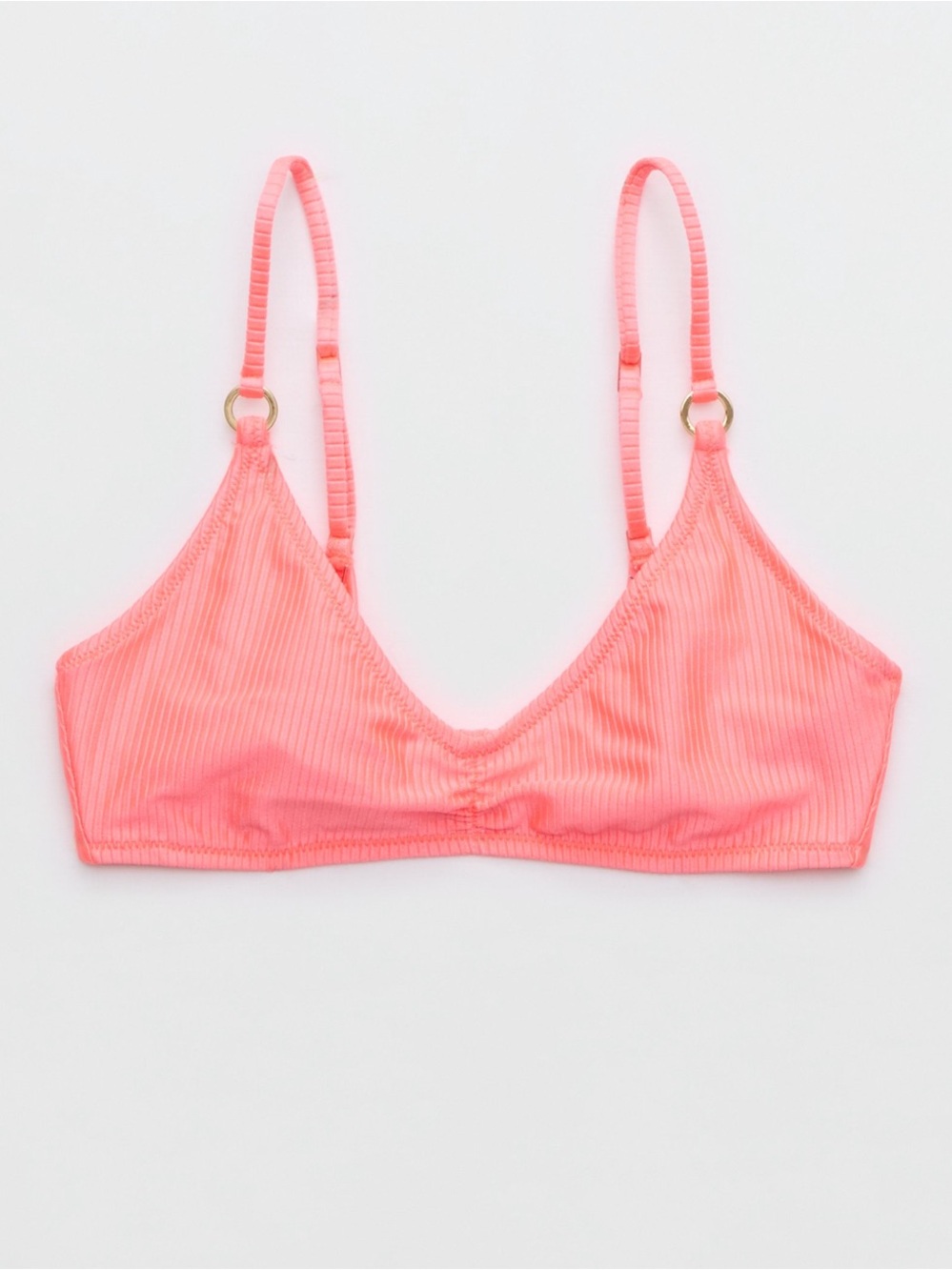 Aerie Beach Babe Shine Rib Voop Bikini Top - Hot Pink